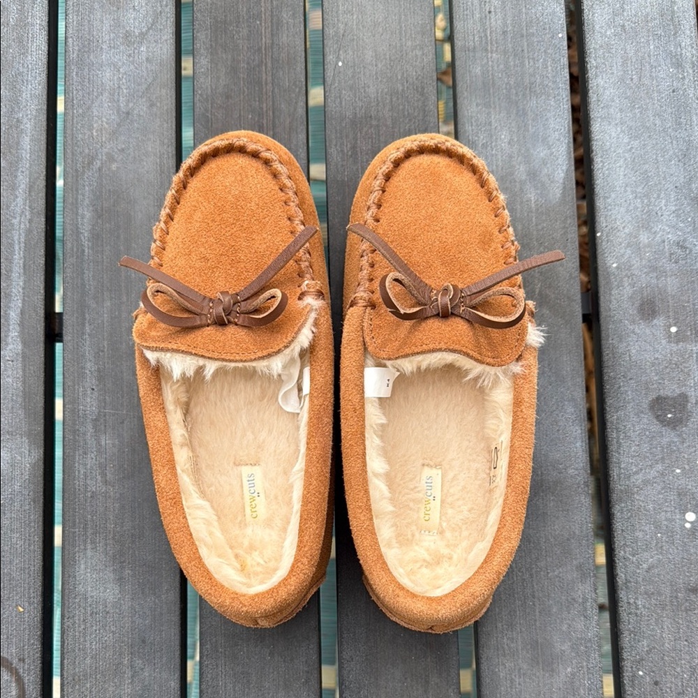 Crew Cuts Tan Suede Moccasin Slippers